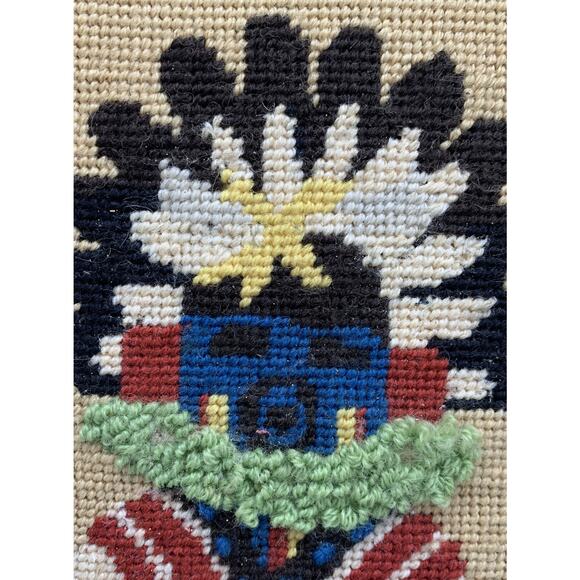 Vntg Morning Kachina 1976 Framed Needle Point Signed 18” x 13.5” Estate - Picture 3 of 8